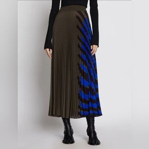 Proenza Schouler STRIPE CONTRAST PLEATED SKIRT FATIGUE Sz 10